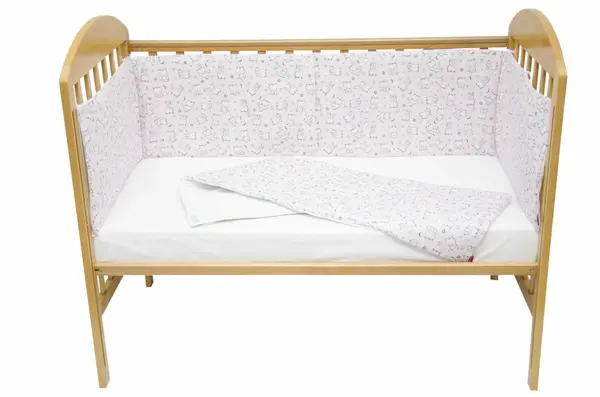 Set protectii patut Baby Bear roz KidsDecor din bumbac 70x140 cm