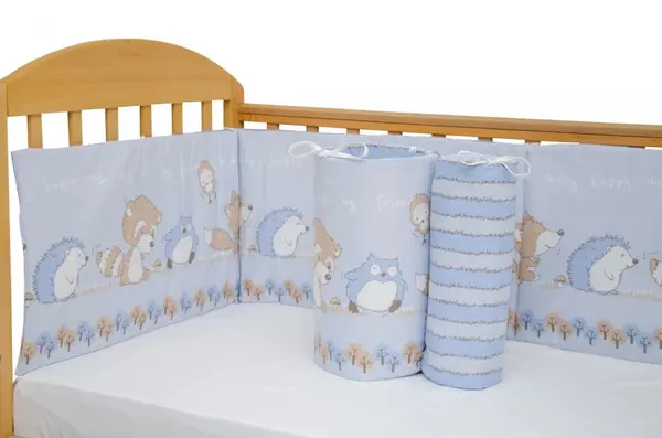 Set protectii patut Odette Blue din bumbac 70x140 cm
