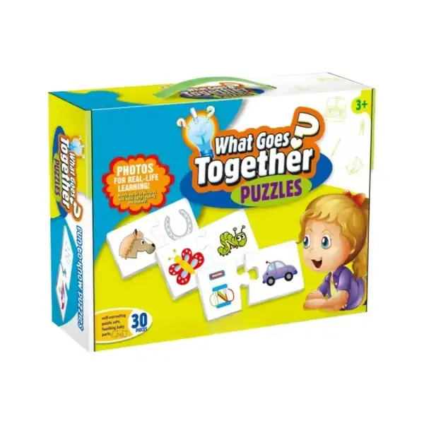 Set puzzle educativ 2-in-1 What Goes Together - asocieri logice din 2 piese