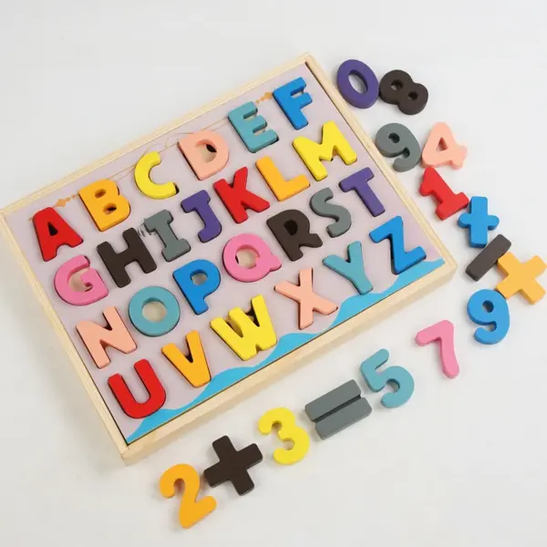 Set Puzzle litere si cifre cu sortare si tavita ZukiToys.ro