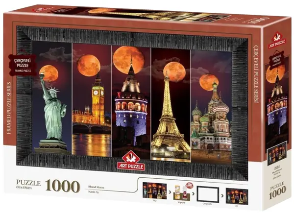Set puzzle, ramă și adeziv Art Puzzle din 1000 piese - Lună de sânge