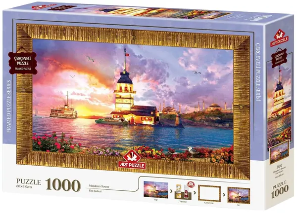 Set puzzle, ramă și lipici Art Puzzle din 1000 piese - Cetatea Fecioarei