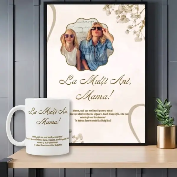 Set Rama foto si cana personalizate - Cadou pentru mama