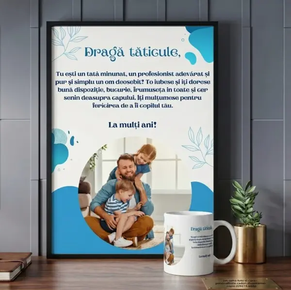 Set Rama foto si cana personalizate - Cadou pentru TATA
