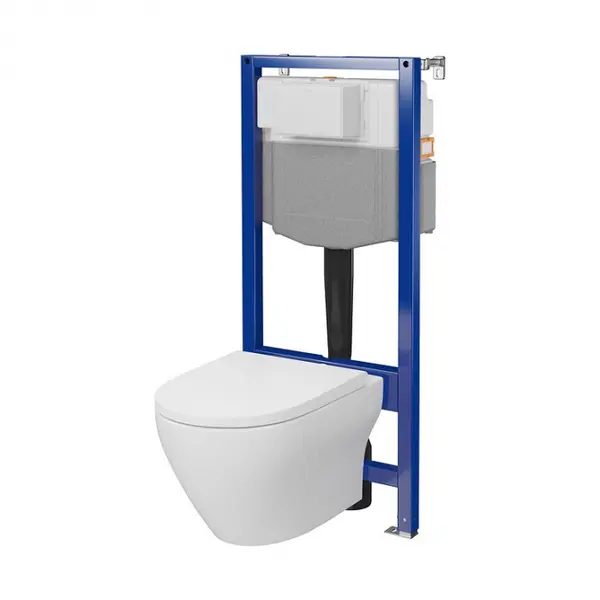 Set rezervor wc incastrat cu vas Wc oval si capac duroplast, Cersanit Larga Pro