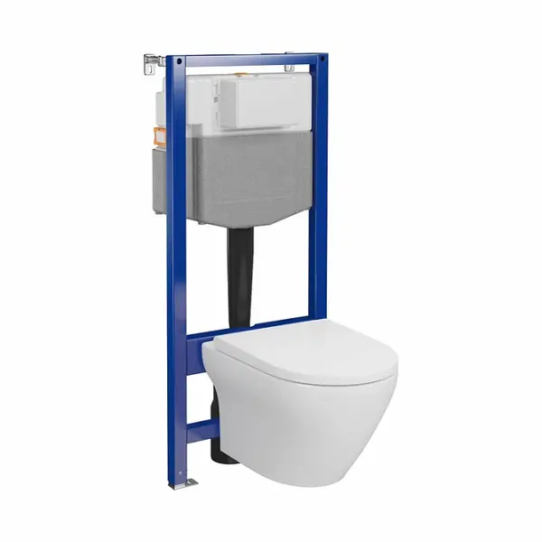 Set rezervor wc incastrat cu vas Wc oval si capac duroplast, Cersanit Larga