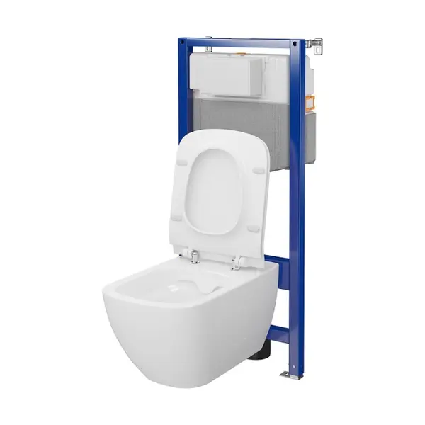 Set rezervor wc incastrat cu vas Wc oval si capac slim duroplast, Cersanit Virgo