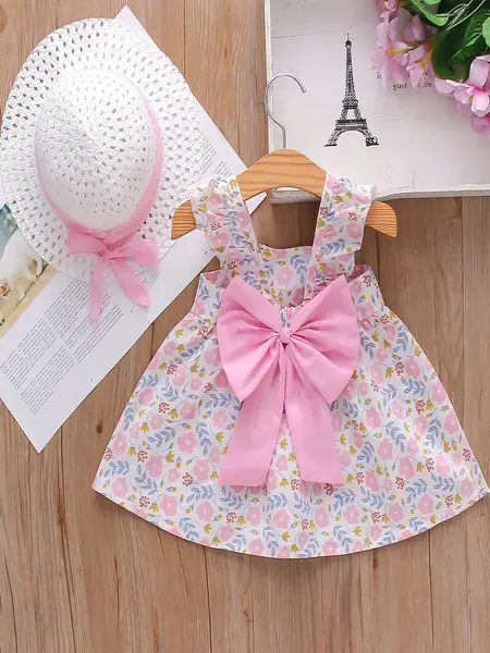 Set rochie cu pălărie DARIA - roz / 12-18luni
