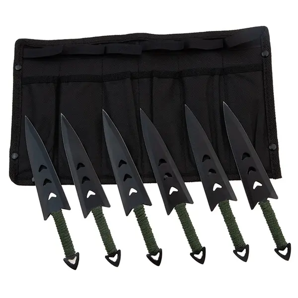 Set sase cutite de aruncat DEPOX , Army Fury, otel inoxidabil, 16.5 cm, negru