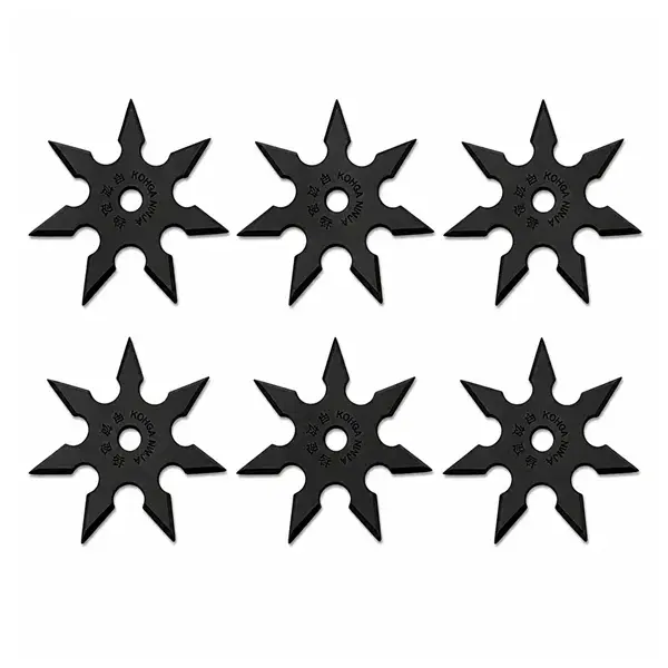 Set sase stele de aruncat DEPOX , 7 colturi, metalic, negru, 9.5 cm
