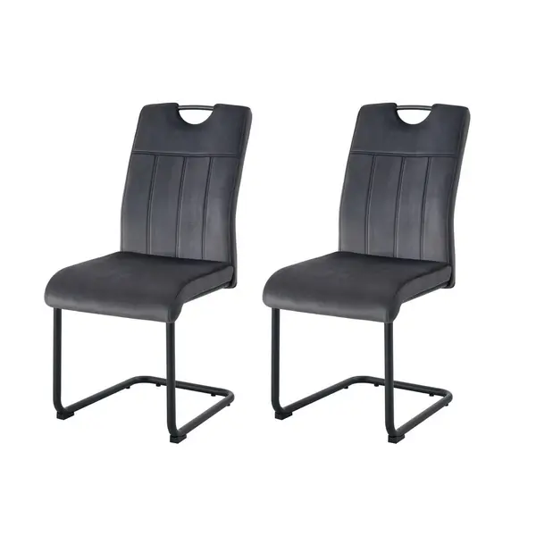Set Scaune Cantilever din textil, antracit