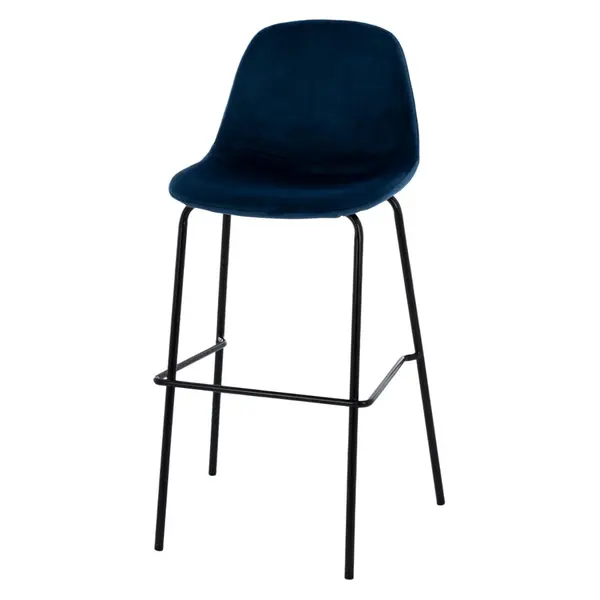 Set scaune de bar 3+1 gratis CALABRIA VELVET H76 CM - Albastru