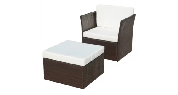 Set scaune de gradina din poliratan 5 piese, Maro