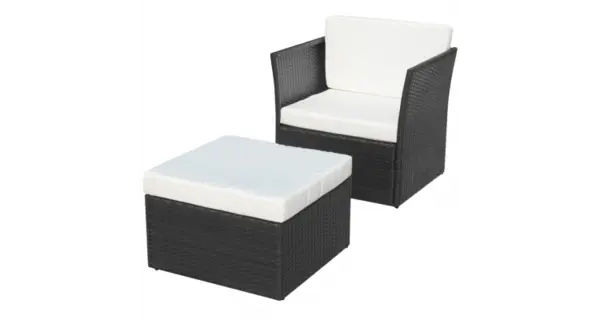 Set scaune de gradina din poliratan, 5 piese, Negru