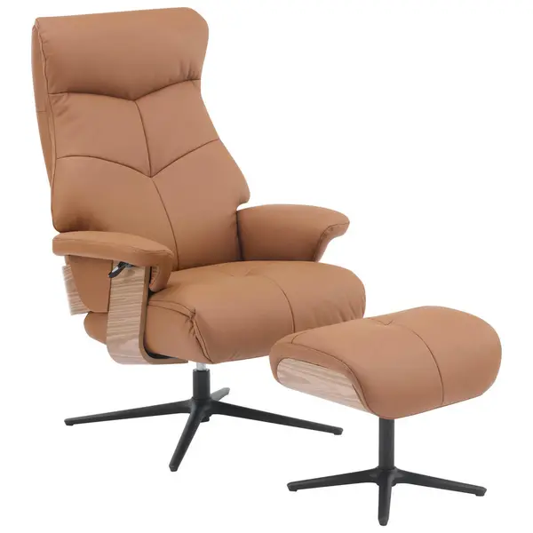 Set Scaune De Relaxare din lemn, textil, piele, maro
