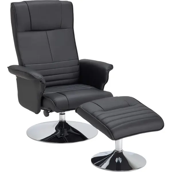 Set Scaune De Relaxare din metal, textil, negru, culoare crom