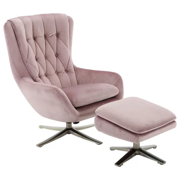 Set Scaune De Relaxare din textil, culoare nichel, roz antic