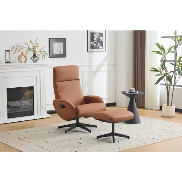 Set Scaune De Relaxare din textil, piele, maro