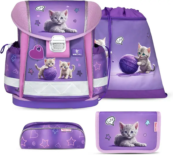 Set școlar Belmil - Little Kittens, rucsac, două penare și sac