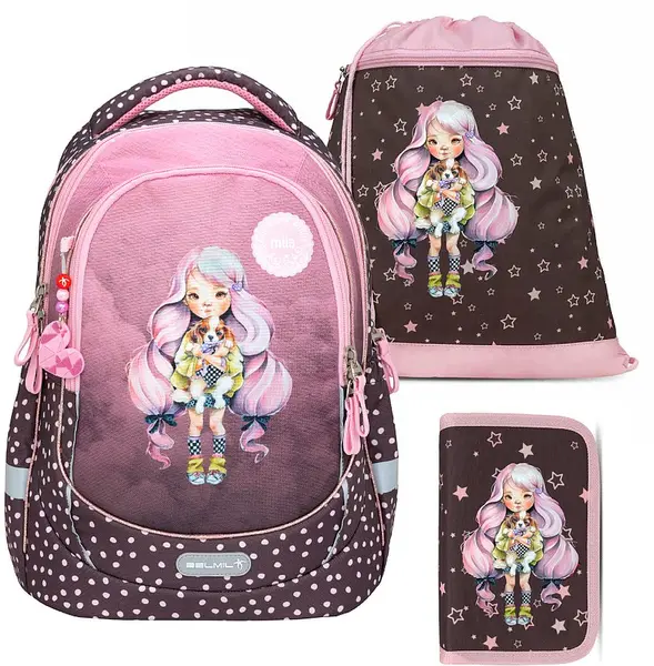Set școlar Belmil Miia - Rose, rucsac, penar și sac