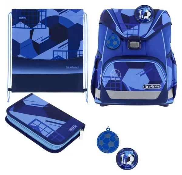 Set școlar Herlitz UltraLight Plus - Blue Goal, rucsac, penar și sac de sport