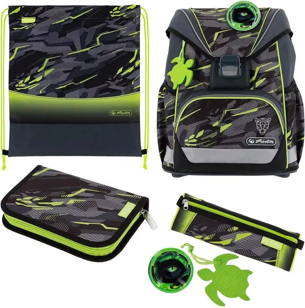 Set școlar Herlitz UltraLight Plus - Wild Panther, hiozdan , două penare și sac de sport