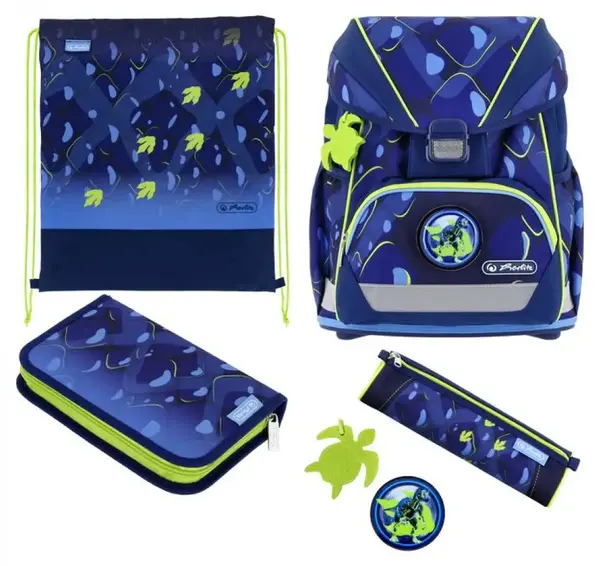 Set școlar Herlitz UltraLight XL Plus - T-Rex Explorer, hiozdan , două penare și sac de sport