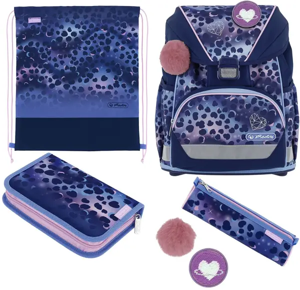 Set școlar Herlitz UltraLight XL Plus - Wild Cat, hiozdan , două penare și sac de sport