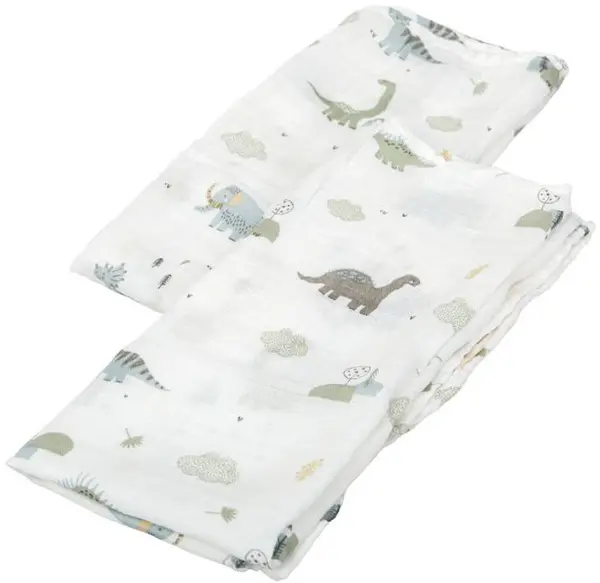 Set scutece din bumbac Bimbidreams - Trex, 60 x 60 cm, 2 bucăți