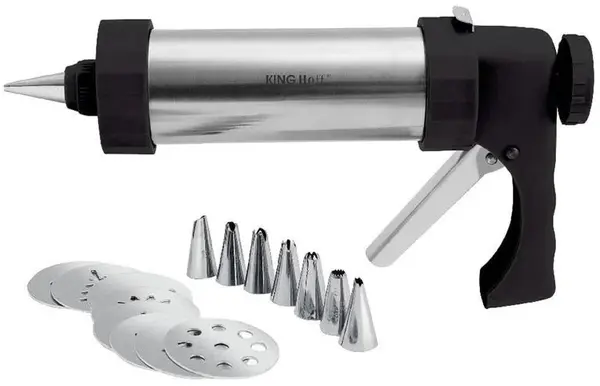 Set seringă de cofetărie Kinghoff - 21 х 17 cm, 8 șabloane, 8 sfaturi