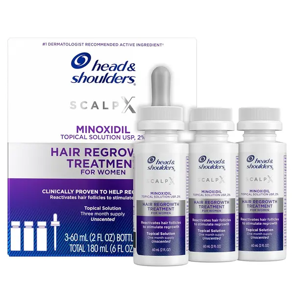 Set Solutie, Head & Shoulders, Scalp X, impotriva Caderii Parului, Minoxidil 2%, pentru Femei, Tratament 3 Luni, 3x 60gr