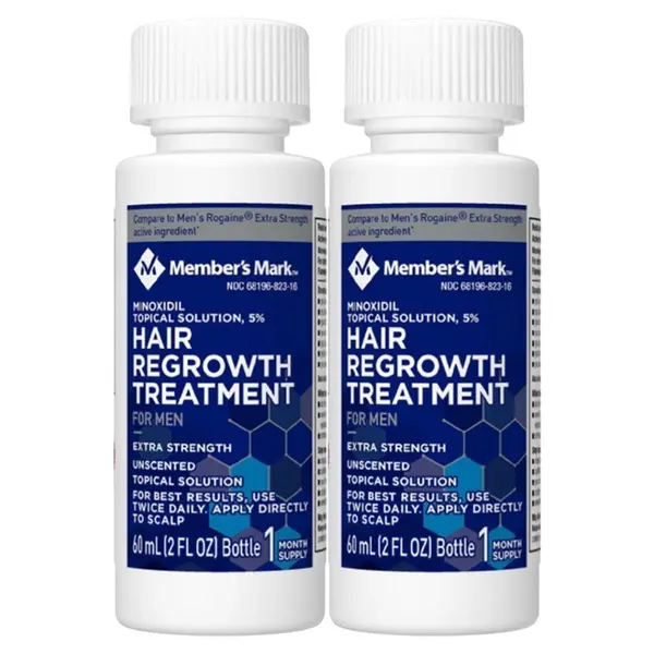 Set Solutie, Member Mark, Minoxidil 5%, Tratament Impotriva Caderii Parului, pentru Barbati, Pipeta Inclusa, 2x 60ml