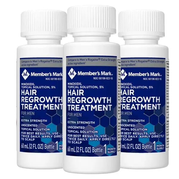 Set Solutie, Member Mark, Minoxidil 5%, Tratament Impotriva Caderii Parului, pentru Barbati, Pipeta Inclusa, 3x 60ml