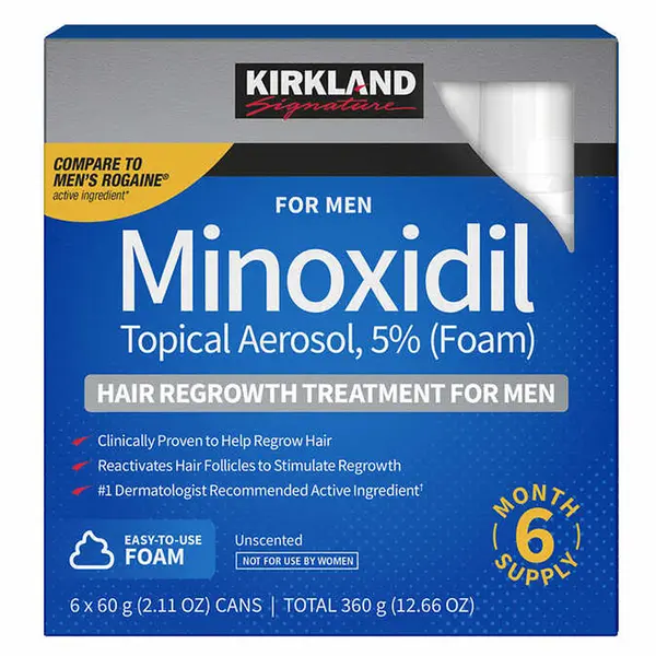 Set Spuma, Kirkland Signature, Minoxidil 5%, Tratament Impotriva Caderii Parului, 6x 60ml