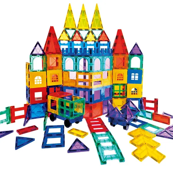 Set STEM 3D Magnetic - 100 piese, Joc Educativ Constructii 3+ 100 PIESE