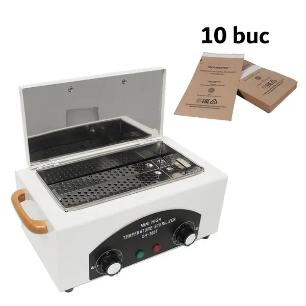Set Sterilizator cu aer cald Pupinel CH-360T Calibrat si verificat tehnic + 10 pungi de sterilizare | EVERIN