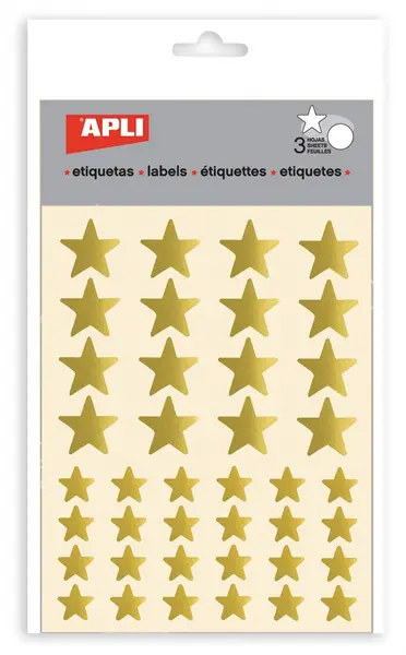 Set stickere APLI - Stele aurii, stralucitoare, 3 file
