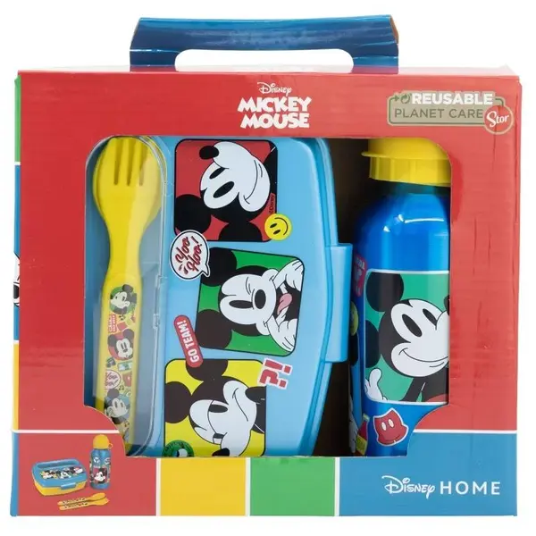 Set sticla apa 400 ml din aluminiu si cutie sandwich cu tacamuri, fara BPA, Fun-Tastic, Mickey Mouse Engros