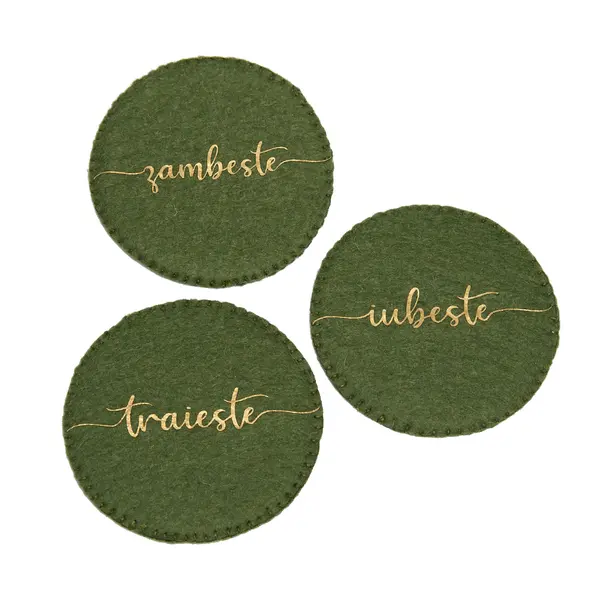 Set suporturi de pahare cu mesaj - Handmade - Verde | FriendlyGifts