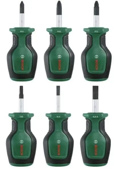 Set surubelnite Bosch 1600A032UK, cu profil PH, PZ, plat si torx, 6 bucati