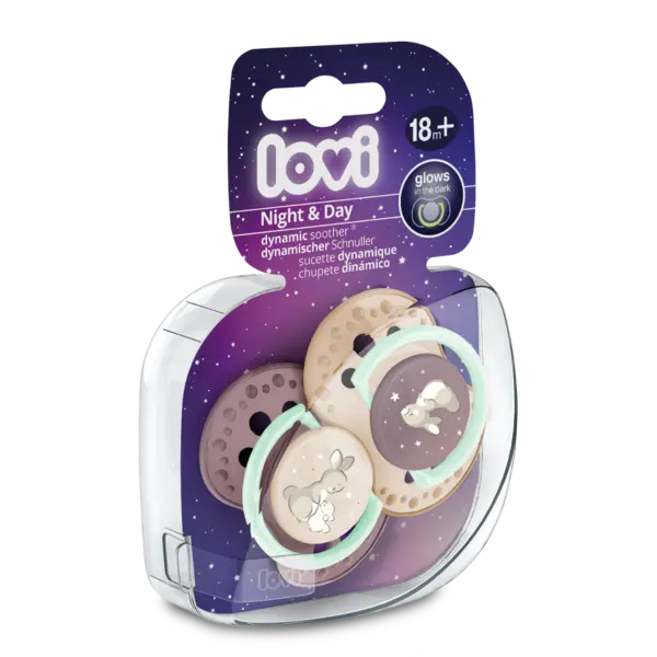 Set suzete din silicon pentru +18 luni Dynamic Night&Day 22/916GIRL, 2 bucati, LOVI