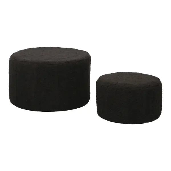 Set tabureti 2 buc Gabello boucle Negru 44x44x26.5 cm