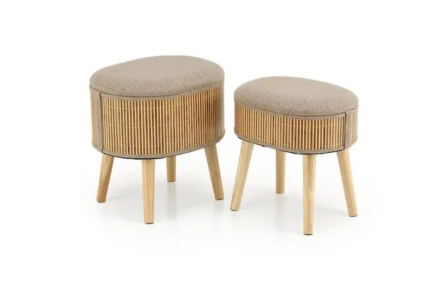 Set tabureti tapitati Tico bej/natur