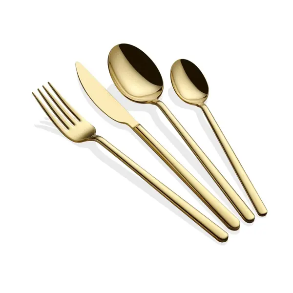 Set tacamuri 24 bucati Allegra Auriu 23.4x23.4 cm