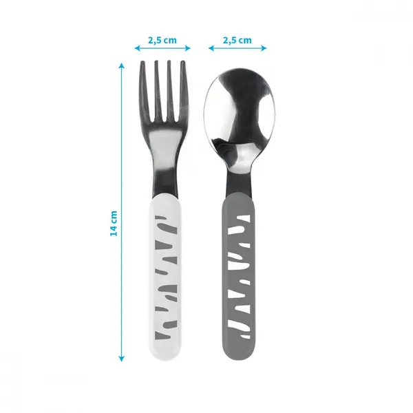 Set tacamuri Babyono lingurita si furculita din inox 106501