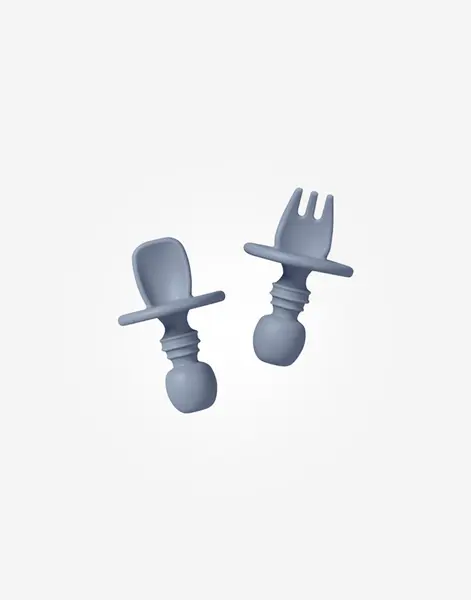 Set tacamuri pentru autodiversificare cu protectie anti-inec silicon Cutlery blue