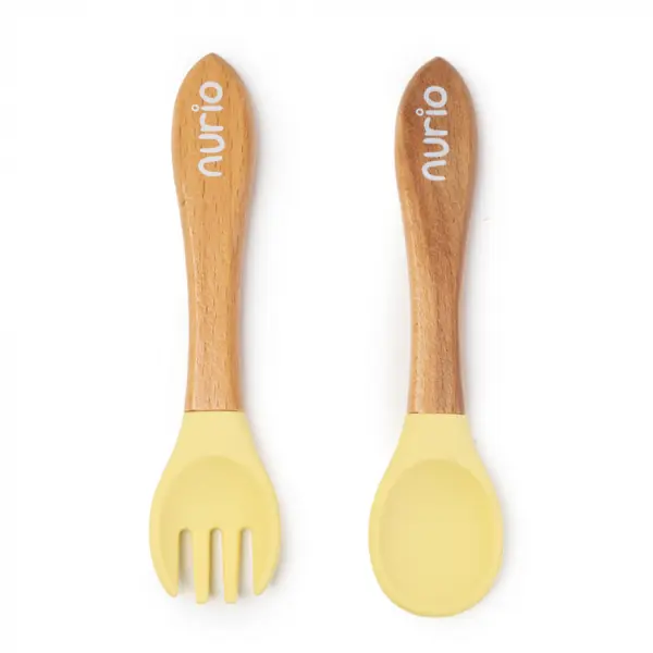 Set Tacamuri pentru Bebelusi Silicon si Lemn - Nurio