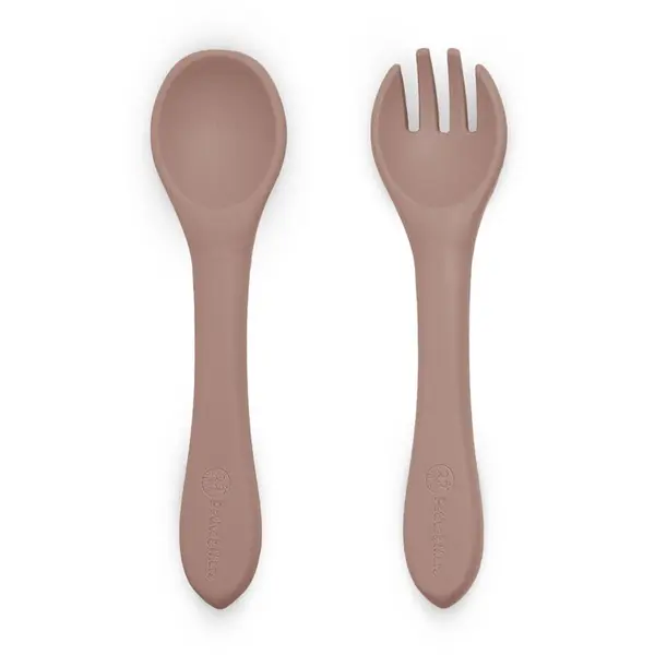 Set tacamuri, Petite&Mars, Take&Match, Din silicon, Forma ergonomica, Delicate cu gingiile, Adecvate pentru masina de spalat vase, Fara BPA, 6 luni+, Velvet Latte, Maro pudrat