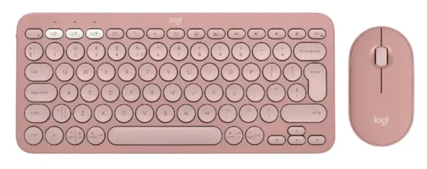 Set tastatură și mouse Logitech - Pebble 2, fără fir, Tonal Rose