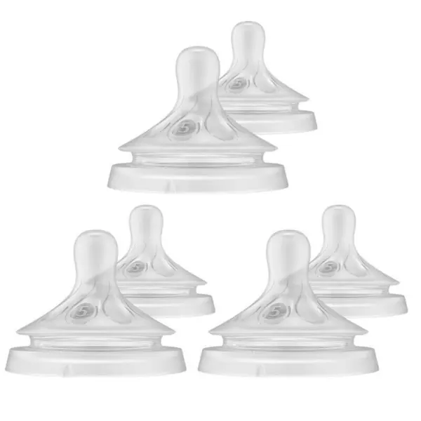 Set tetine, Philips Avent, Natural Response, 6 buc, Cu debit 5 (rapid), 6 luni+, Transparent